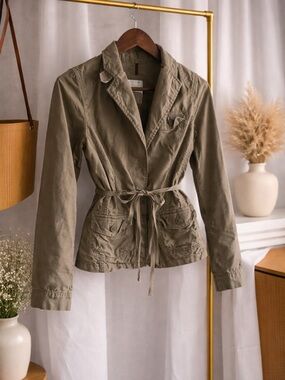 American Eagle Outfitters Olive Tie-Waist Utility Jacket